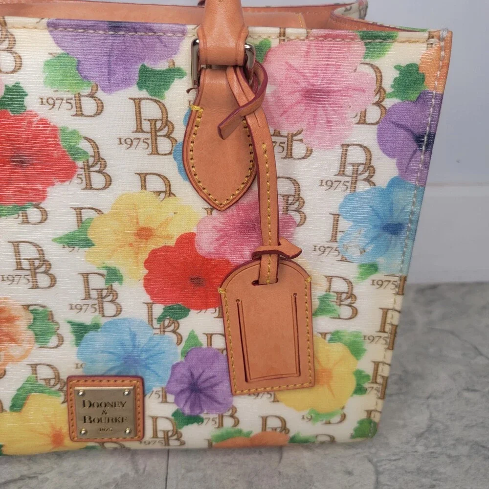 Dooney & Bourke Janine Rainbow Floral Print Coated Cotton Satchel